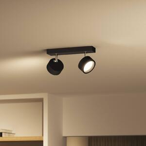 Philips Bracia reflektor sufitowy LED 2-punktowy, czarny, czarny, salon / jadalnia, aluminium, nowoczesny