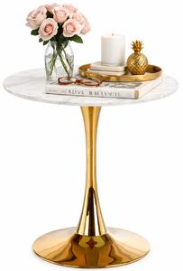 Okrągły szklany stół w stylu glamour marmur + złoto T2-L15