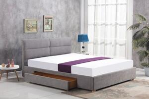 Łóżko Merida 160x200 - popielaty, do sypialni, do spania, tapicerowany zagłówek, szuflada