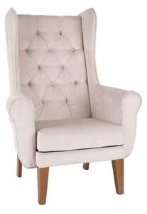 Fotel Uszak Chesterfield szary - 24h, z pikowaniem, wygodny, tapicerowany, klasyczny, do salonu