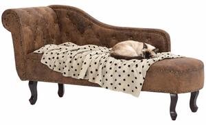 Brązowa leżanka z ekoskóry w stylu chesterfield F8-T89