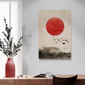 Obraz japandi magia czerwonego księżyca