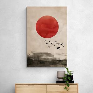 Obraz japandi magia czerwonego księżyca