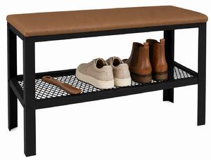 Siedzisko z metalowym stelażem w stylu loft czarny + ciemny beż F0-T47
