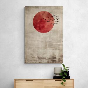 Obraz japandi czerwony księżyc