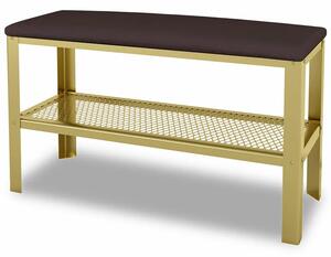 Nowoczesne siedzisko z metalowym stelażem złoty + wenge S6-D84