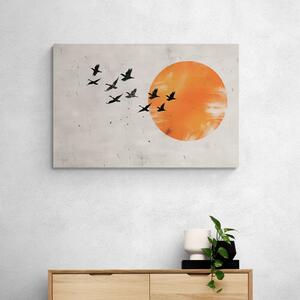 Obraz japandi pomarańczowy księżyc