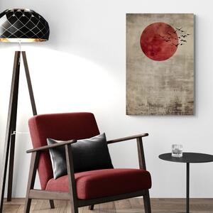 Obraz japandi czerwony księżyc
