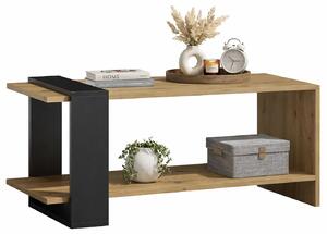 Prostokątna Ława Czarny Z Półką Dąb Artisan + F2-B40