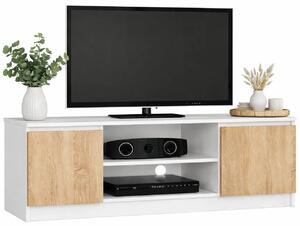 Skandynawska szafka RTV biała + dąb sonoma W0-F77
