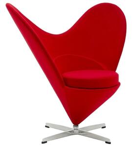 Fotel Serce Czerwony - Włókno Szklane, Wełna, Podstawa Aluminiowa