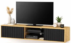 Frezowana ścienna szafka rtv dąb artisan + czarny W8-W19