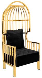 Fotel Lord Złoty - Poduszka Czarny Velvet