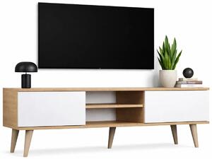 Skandynawska szafka pod telewizor dąb artisan + biały H8-K57