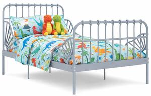 Szare metalowe łóżko rosnące z dzieckiem rozsuwane 80x130/200 cm - Kasja