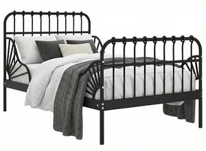 Czarne metalowe łóżko rosnące z dzieckiem 80x130/200 cm E0-P76