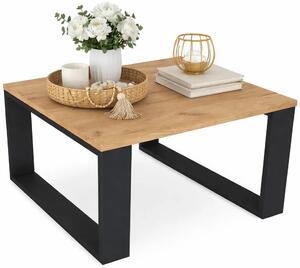 Nowoczesna Kwadratowa Ława Kawowa Dąb Artisan + Czarny N6-B73