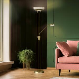 FISCHER & HONSEL Lampa stojąca LED Pool, możliwość ściemniania, mosiężny / złoty, salon / jadalnia, metal, nowoczesny