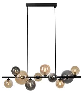 Lampa wisząca Art Deco czarna z dymionymi i złotymi 10 punktami - Wess Oswietlenie wewnetrzne