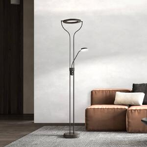 FISCHER & HONSEL Lampa stojąca LED Davos, możliwość ściemniania, czarny, salon / jadalnia, metal