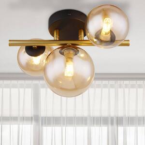 Globo Riha lampa sufitowa LED, bursztynowa, długość 28,5 cm, 3-punktowa, szkło