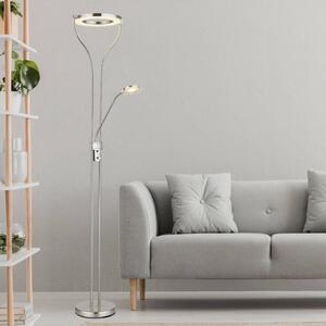Globo Lampa stojąca Ebro, możliwość ściemniania, aluminiowy / szary / cynkowy, salon / jadalnia, metal, nowoczesny