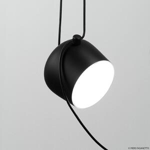 FLOS Lampa wisząca designerska AIM Small, możliwość ściemniania, czarny, salon / jadalnia, aluminium, design