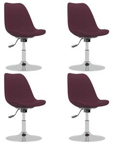 Obrotowe krzesła stołowe, 4 szt., fioletowe, obite tkaniną