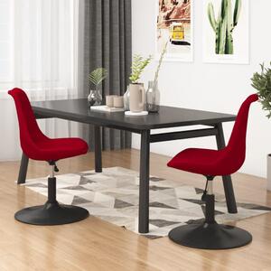 Obrotowe krzesła stołowe, 2 szt., czerwone, aksamitne