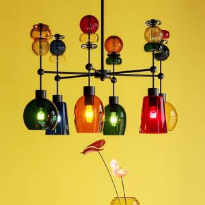 Lampa wisząca Kare Mazzo Sei, szkło multicolor, 6-punktowa