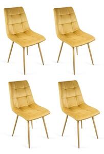 Zestaw 4 krzeseł tapicerowanych BEN do jadalni - miodowy / noga dąb