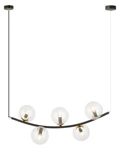 Ritz 5 Transparent – wisząca lampa, żyrandol, pięć przezroczystych kul domodes