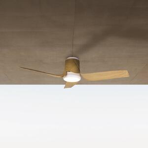 Mantra Iluminación Wentylator sufitowy LED Ushuaia, drewno, prąd stały, cichy, Ø 134 cm, CCT możliwość ściemniania, jasne drewno, salon / jadalnia, tworzywo sztuczne, nowoczesny