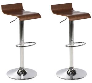 2 nowoczesne stołki barowe do jadalni z podnóżkiem regulowany brązowy Valencia Beliani
