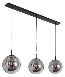 Steinhauer Lampa wisząca Bollique, 3-punktowa, długa, czarna, szkło
