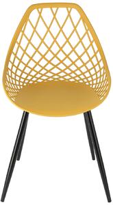 Musztardowe krzesło kuchenne z ażurowym oparciem - Kifo 4X