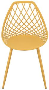 Musztardowe krzesło ażurowe do stołu - Kifo 5X