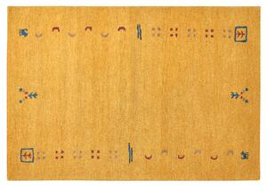 Dywan wełniany z wzorem ręcznie wykonany 140 x 200 cm żółty Akalan Beliani
