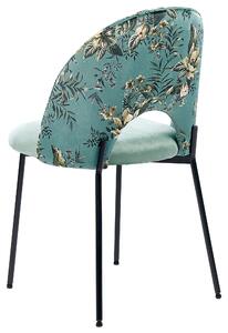 Zestaw 2 krzeseł do jadalni zielony welurowy kwiatowy wzór metalowe nogi Covelo II Beliani