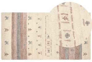 Dywan wełniany ręcznie wykonany z wzorem 80 x 150 cm beżowo-brązowy Karli Beliani