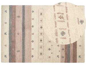 Dywan wełniany ręcznie wykonany z wzorem 160 x 230 cm beżowo-brązowy Karli Beliani