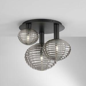 Eco-Light Lampa sufitowa Ripple, czarny/dymny szary, 3-punktowa