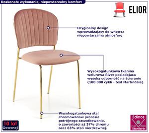 Różowe welurowe tapicerowane krzesło w stylu glamour - Edsel