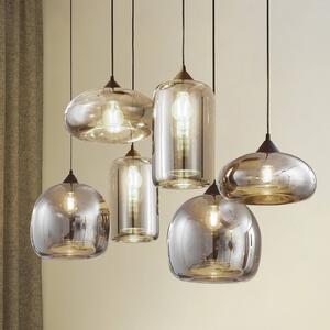 Lampa wisząca Lindby Marla, 6-punktowa, szkło, dymny szary, 108 cm