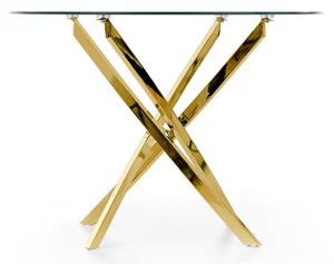 Zestaw stół i krzesła glamour RAYMOND + IRIS 4-osobowy - beżowo-złoty