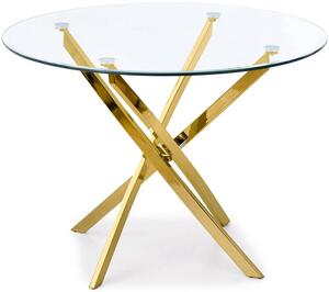 Okrągły stół ze szklanym blatem glamour RAYMOND 100 cm