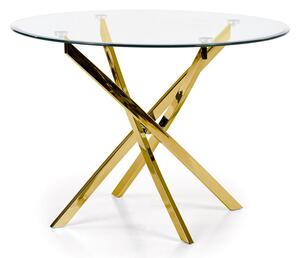 Okrągły stół ze szklanym blatem glamour RAYMOND 100 cm