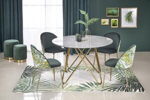 Okrągły stół do salonu glamour BONELLO 120 cm - popielaty marmur / złoty