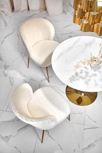 Okrągły stół glamour CASEMIRO 90 cm - biały marmur / złoty