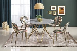 Okrągły stół do salonu glamour BONELLO 120 cm - popielaty marmur / złoty
